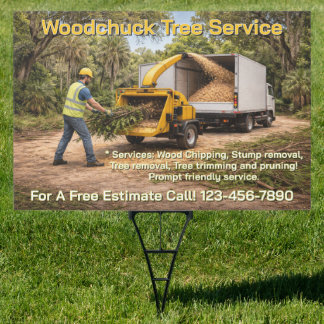 Customize Wood Chipping Business Down South Yard Sign