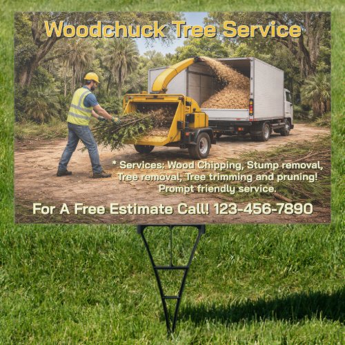Customize Wood Chipping Business Down South Yard Sign