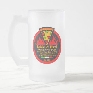 Customize Wood Fired Pizza Restaurant Promo Frosted Glass Beer Mug
