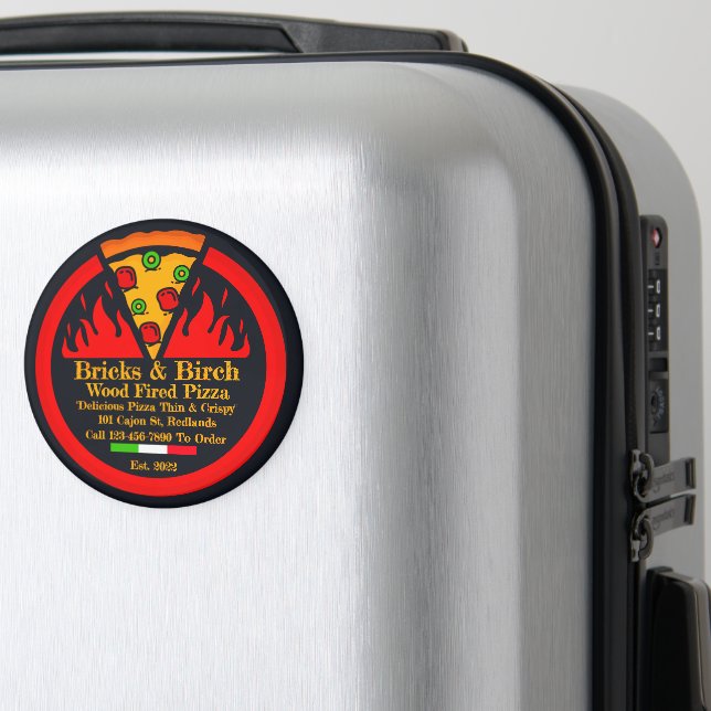 Customize Wood Fired Pizza Restaurant Promo Magnet (In Situ (Luggage))