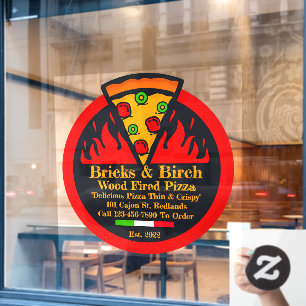 Customize Wood Fired Pizza Restaurant Promo Window Cling