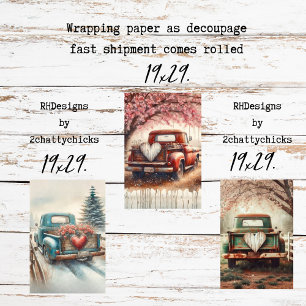 Customize Wrapping PaperTrucks Valentine Decoupage Paper Sheets