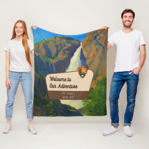 Customize Yosemite Falls Park Family Adventure Fleece Blanket