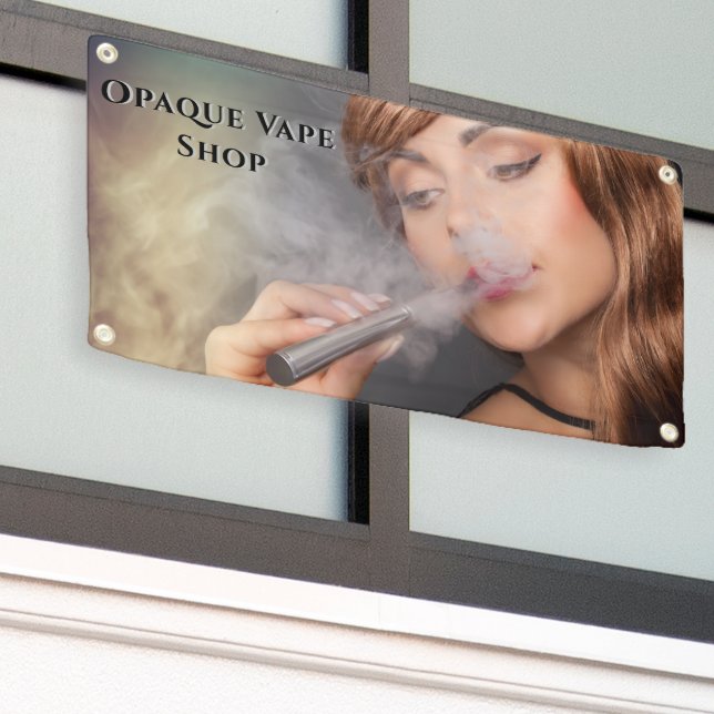 Customize Young Woman Vaping Vape Business Accent Banner (Outside Building)