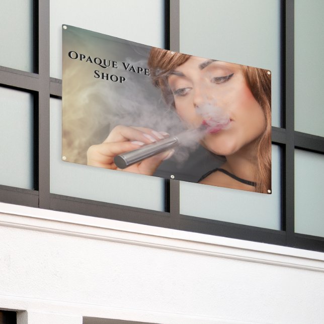 Customize Young Woman Vaping Vape Business Accent  Banner (Outside Building)