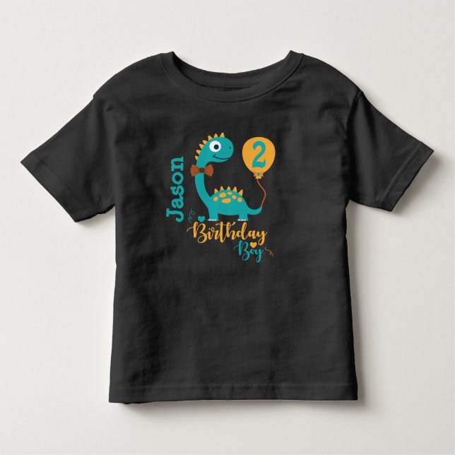 Customize Your Age Dino  Birthday Boy Toddler T-shirt (Front)