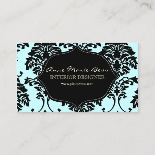 Customize your background, Black and white Damask Business Card Template