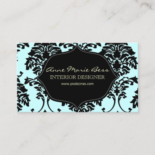 Customizable Customize your background, Black and white Damask Business Card Template