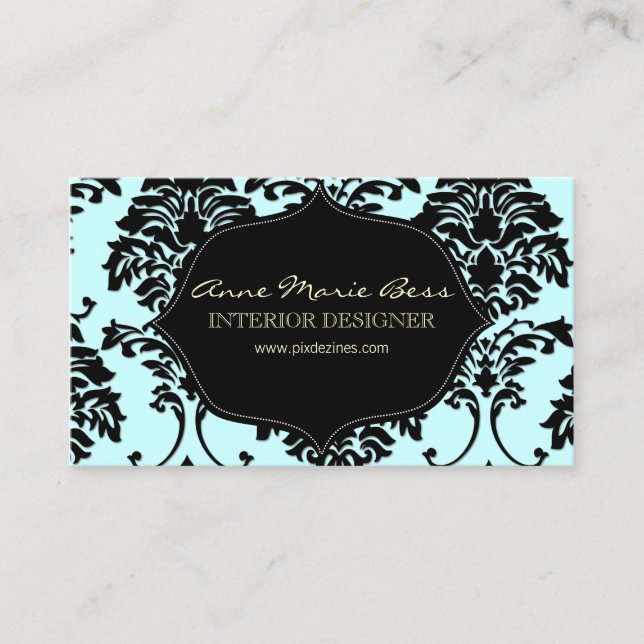 Customize your background, Black and white Damask Business Card (Front)