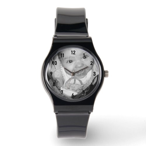 Customize Your Black and White photo black numbers Watch