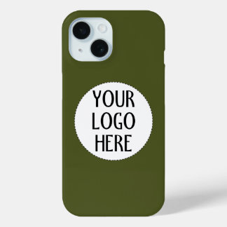 Customize Your Black White company logo Army green iPhone 15 Case