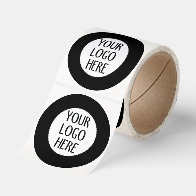Customize Your Black White company logo Classic Round Sticker (Roll)