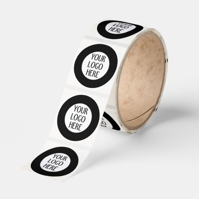 Customize Your Black White company logo Classic Round Sticker (Roll)
