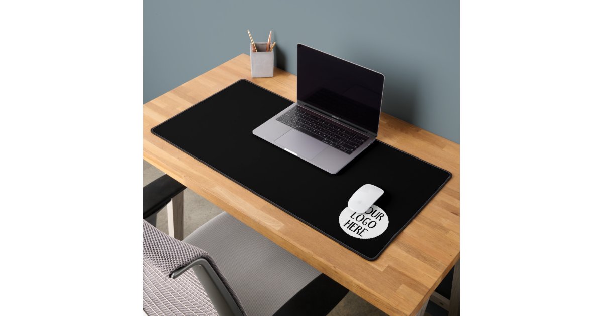 Customize Your Black White company logo Desk Mat Zazzle