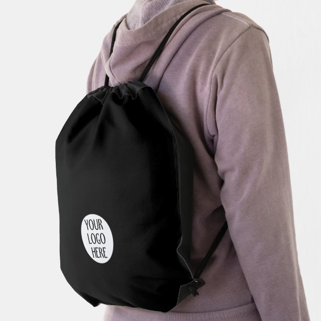 Customize Your Black White company logo Drawstring Bag (Insitu)