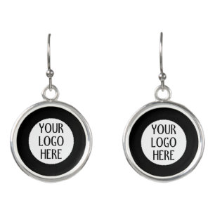 Customize Your Black White company logo Earrings