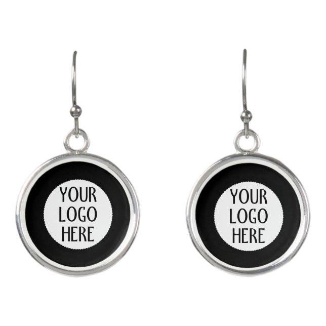 Customize Your Black White company logo Earrings (Front)