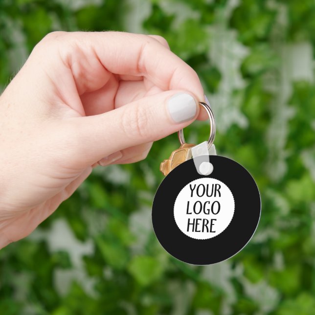 Customize Your Black White company logo Keychain (Hand)