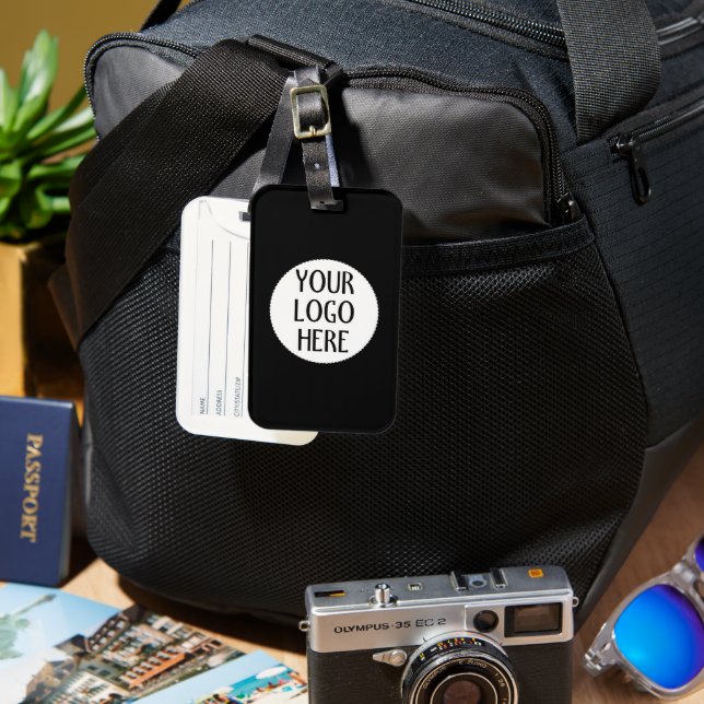 Customize Your Black White company logo  Luggage Tag (Front & Back)