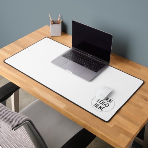 Customize Your Black White company logo on white Desk Mat