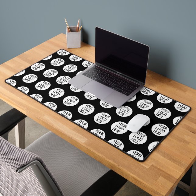 Customize Your Black White company logo pattern Desk Mat (Office 2)