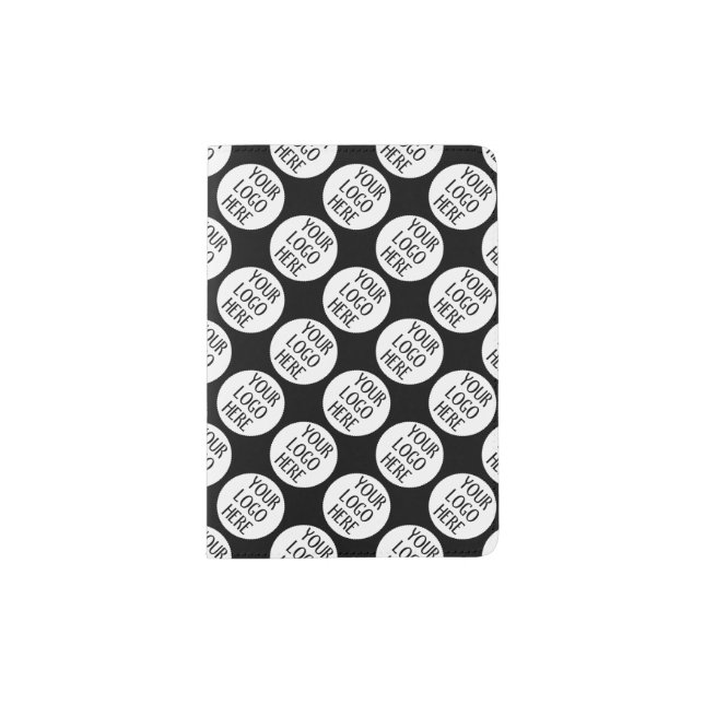 Customize Your Black White company logo pattern Passport Holder (Front)