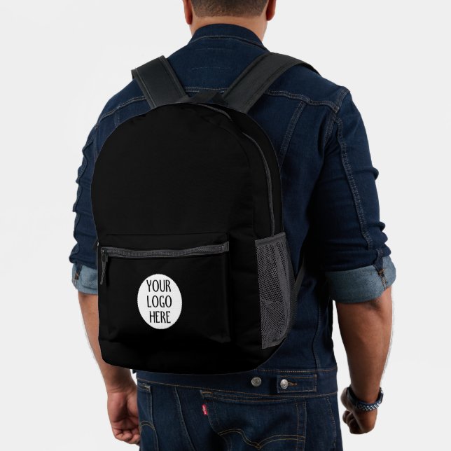 Customize Your Black White company logo Printed Backpack (Insitu (Model))