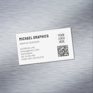 Customize Your Black White company logo QR code Business Card Magnet
