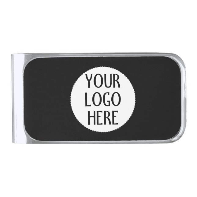 Customize Your Black White company logo Silver Finish Money Clip (Front)