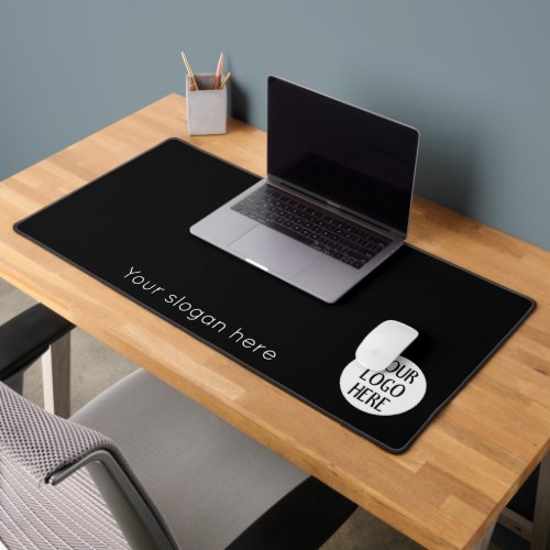 Customize Your Black White company logo slogan Desk Mat