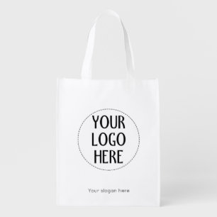 Customize Your Black White company logo slogan Grocery Bag