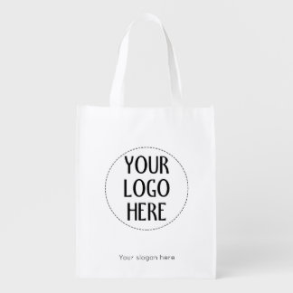 Customize Your Black White company logo slogan Grocery Bag