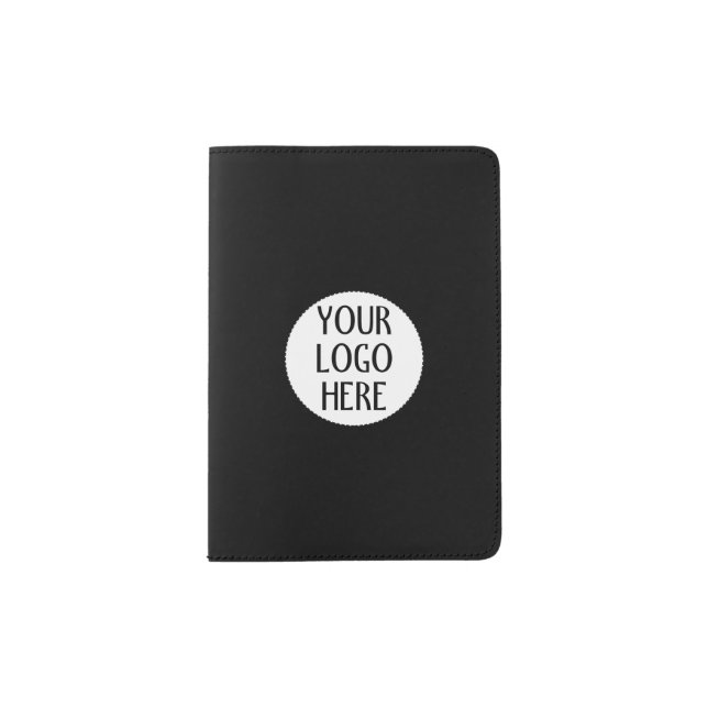 Customize Your Black White company logo travel Passport Holder (Front)