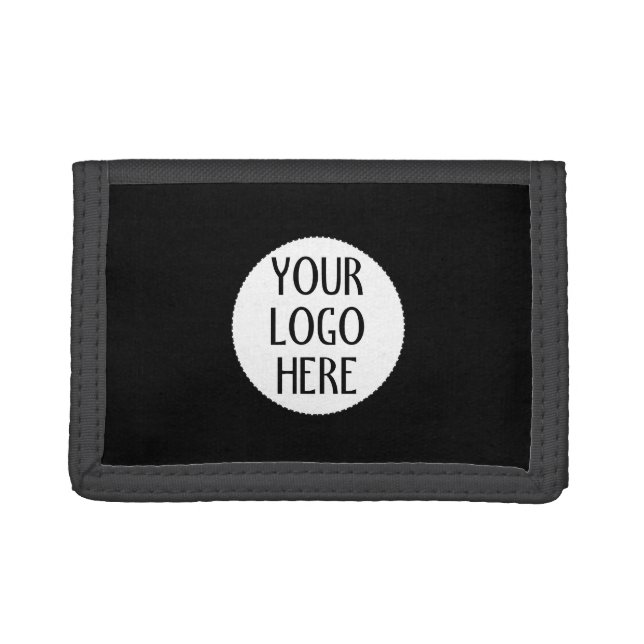Customize Your Black White company logo Trifold Wallet (Front)