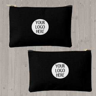 Customize Your Black White company logo Zipper Accessory Pouch