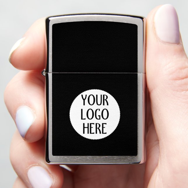 Customize Your Black White company logo Zippo Lighter (In Hand)