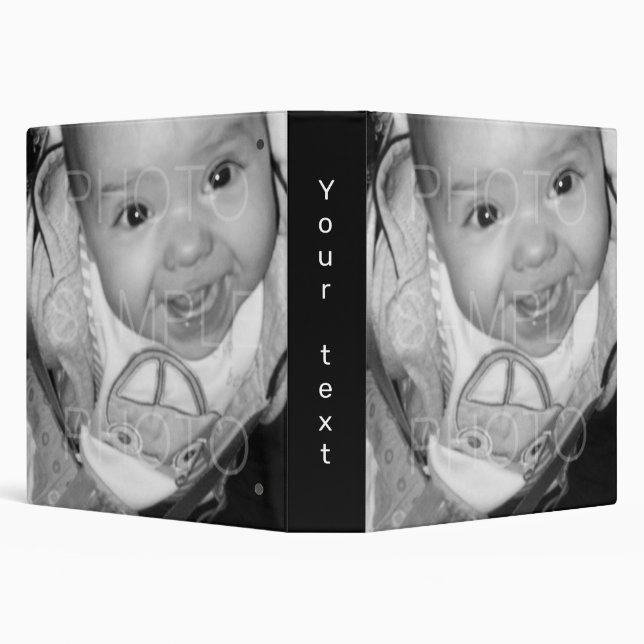 Customize Your Black White photo 3 Ring Binder (Background)