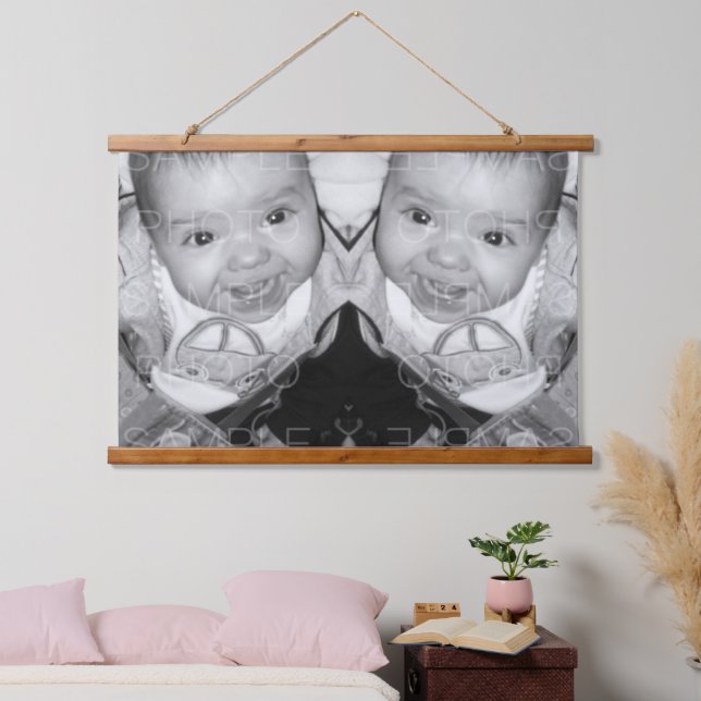 Customize Your Black White photo horizontal art Hanging Tapestry (Bedroom)