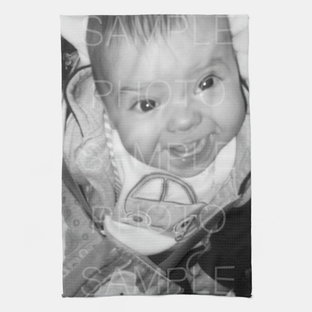 Customize Your Black White photo Kitchen Towel (Vertical)