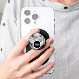 Customize Your Black White photo Monogram PopSocket
