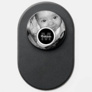Customize Your Black White photo Monogram PopSocket
