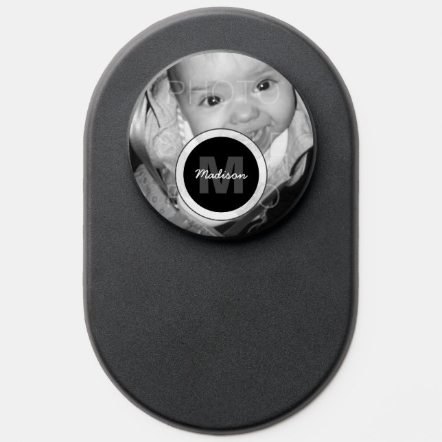 Customize Your Black White photo Monogram PopSocket (Popsocket)