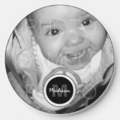 Customize Your Black White photo Monogram Wireless Charger (Front)