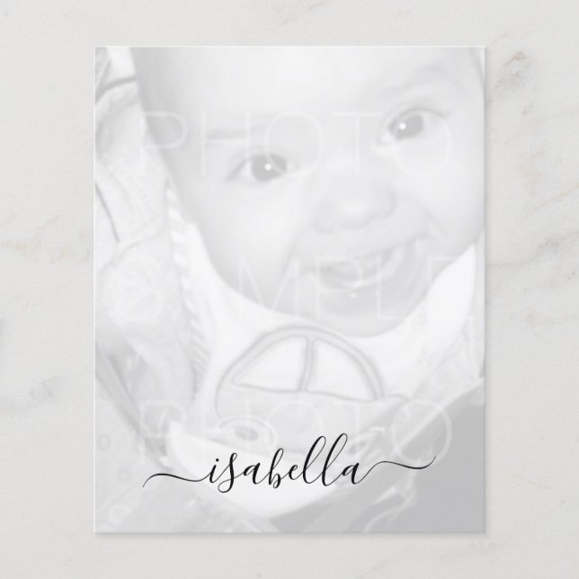 Customize Your Black White photo name paper sheet (Front)