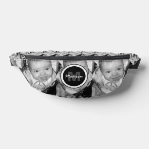 Customize Your Black white photo pattern monogram Fanny Pack