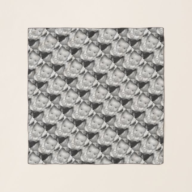 Customize Your Black White photo pattern Scarf (Front)