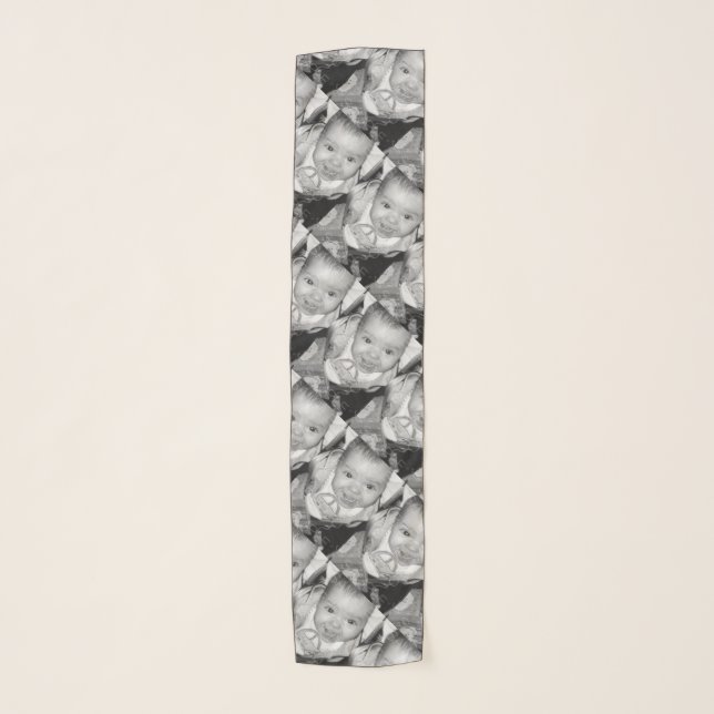 Customize Your Black White photo pattern Scarf (Front)