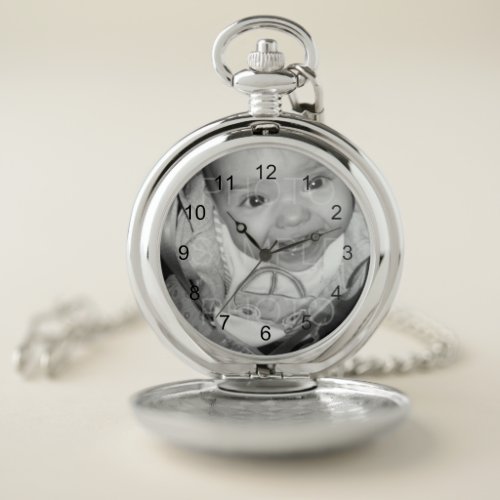 Customize Your Black White photo Pocket Watch