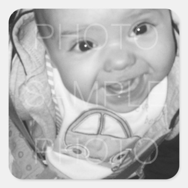 Customize Your Black White photo Square Sticker (Front)
