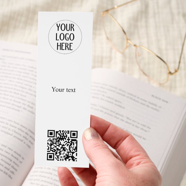 Customize Your Black White QR code company logo  Bookmarks (Hand)
